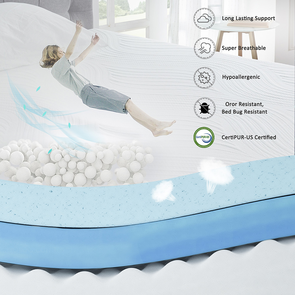 10 Inch Gel Memory Foam Mattress, Moisture-proof and Breathable, Relieve Pressure Points - Queen Size (Only Mattress)