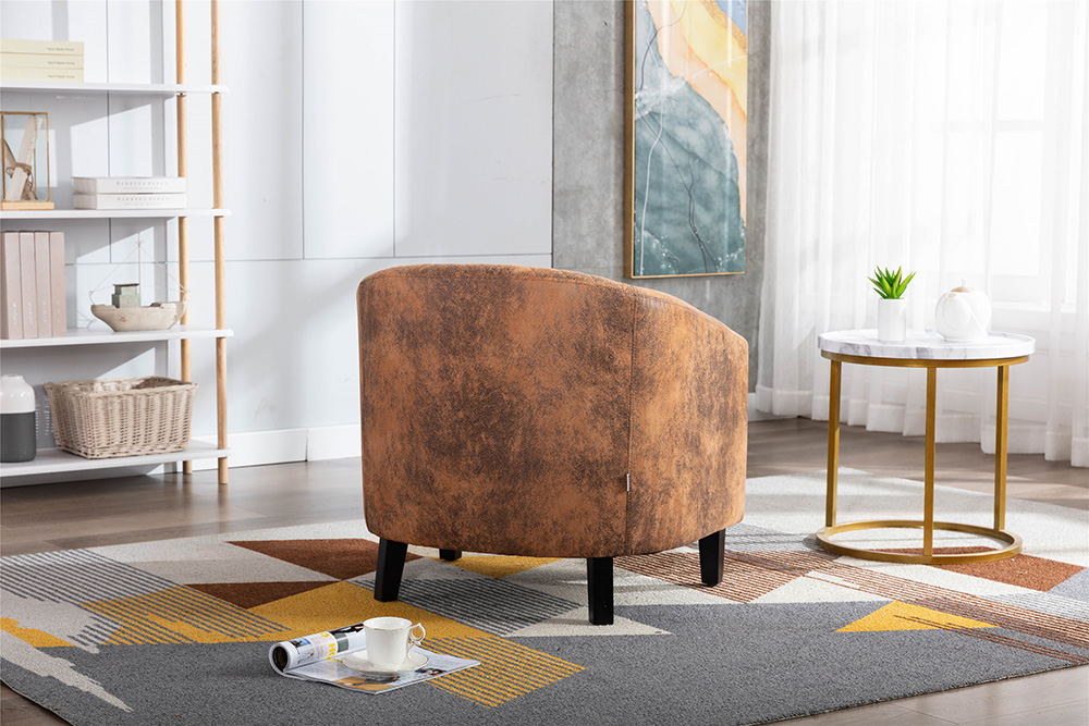 COOLMORE 1-Seat Linen Upholstered Sofa with Ergonomic Backrest and Solid Wood Feet for Living Room, Bedroom, Office, Apartment - Brown