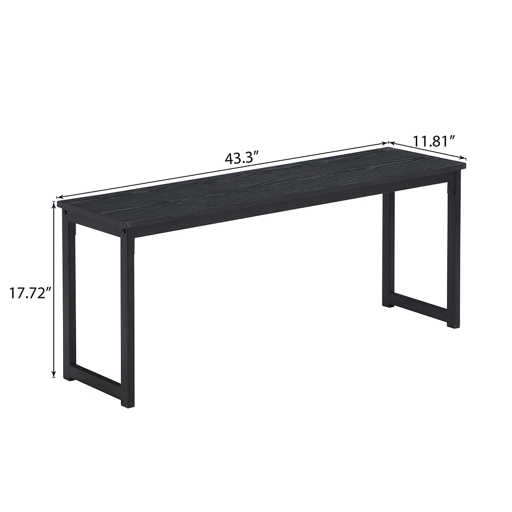 3 Piece Dining Set, Including 1 Table and 3 Benches, for Kitchen, Restaurant, Bar, Living Room, Cafe - Black