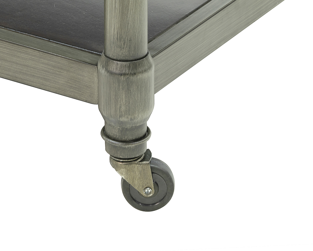 47.9" 2-Layer Movable Coffee Table with Metal Feet and Swivel Wheels, for Kitchen, Restaurant, Office, Living Room, Cafe - Brown