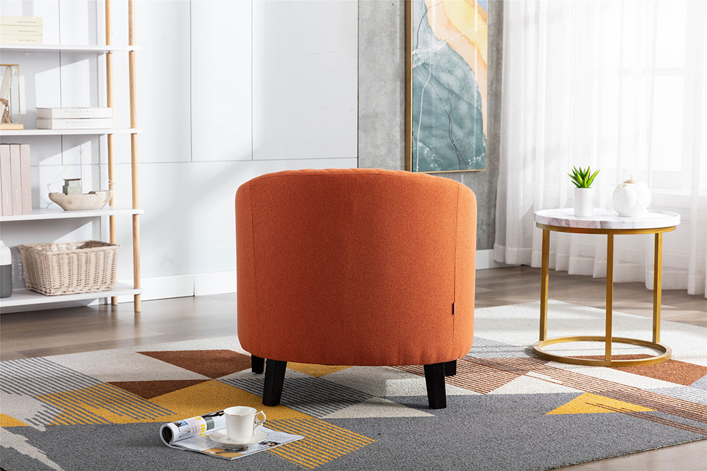 COOLMORE 1-Seat Linen Upholstered Sofa with Ergonomic Backrest and Solid Wood Feet for Living Room, Bedroom, Office, Apartment - Orange