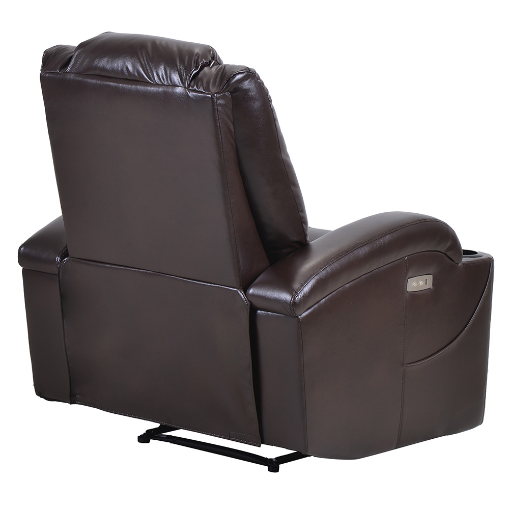 Orisfur PU Leather Electric Recliner with USB Charge Port and Cup Holder for Home Theater, Office, Living Room - Brown