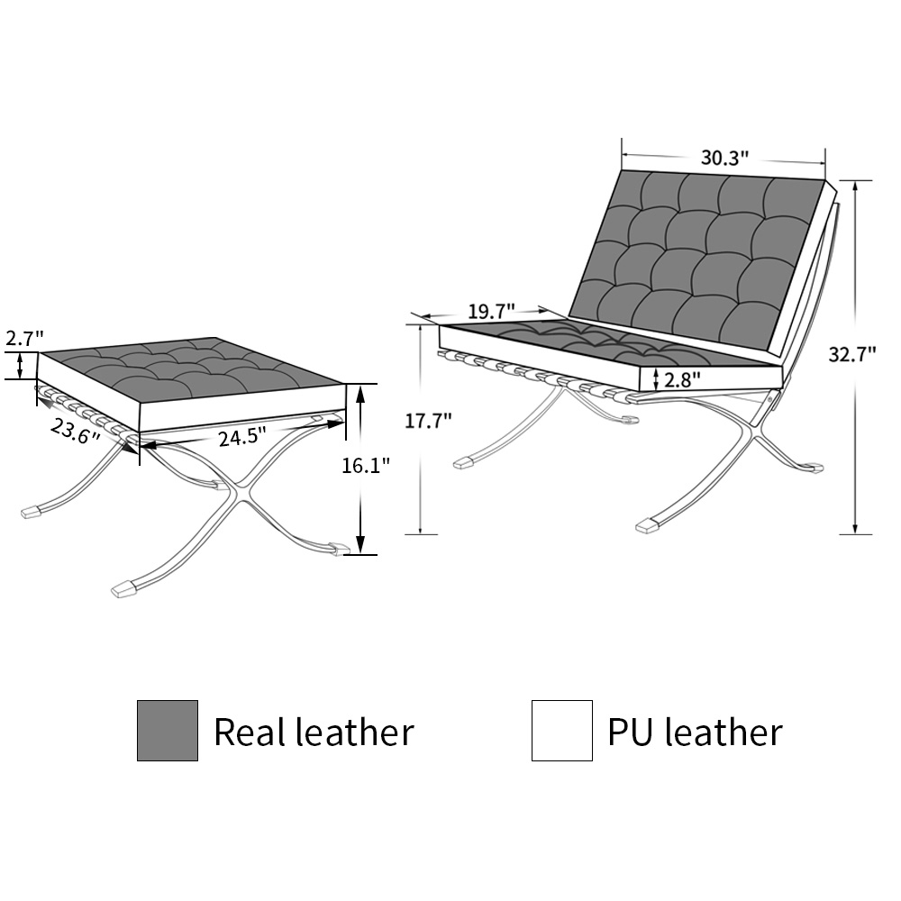 Folding Lounge Chair with Ottoman, Solid Steel Frame High-density Sponge Filling, for Living Room, Leisure Area, Club, Office, Roof - Black