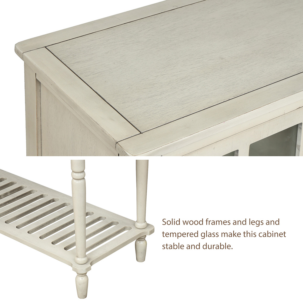 TREXM 42'' Console Table with 2 Storage Drawers, 2 Cabinets, and Bottom Shelf, for Entrance, Hallway, Dining Room, Kitchen - Grey