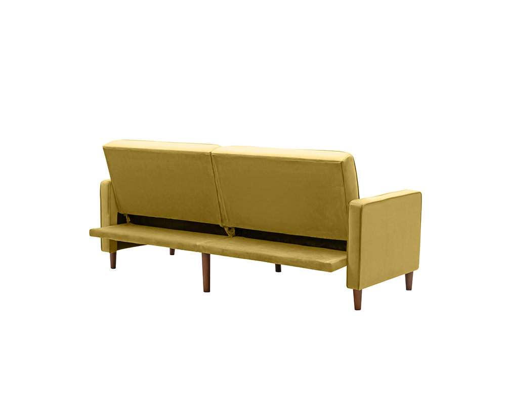 78" Velvet Fabric Upholstered Sofa Bed with Square Armrests and Adjustable Backrest for Living Room, Bedroom, Office, Apartment - Pink