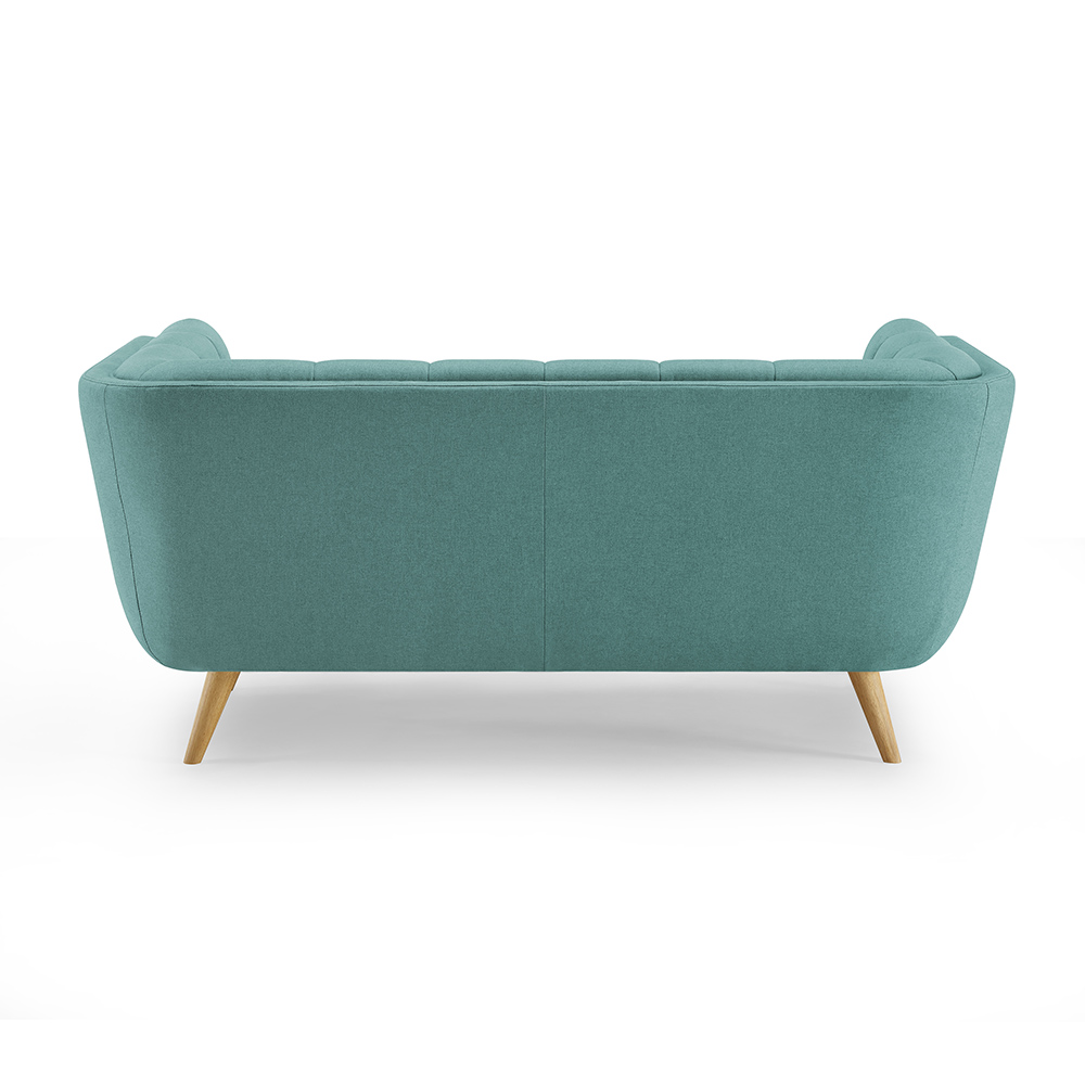 2-Seat Polyester Fabric Upholstered Sofa with Backrest and Oak Feet for Living Room, Bedroom, Office, Apartment - Mint Green