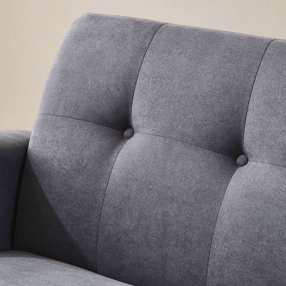 3-Seat Polyester Fabric Upholstered Sofa with Solid Wood Legs and Ergonomic Backrest for Living Room, Bedroom, Office, Apartment - Gray