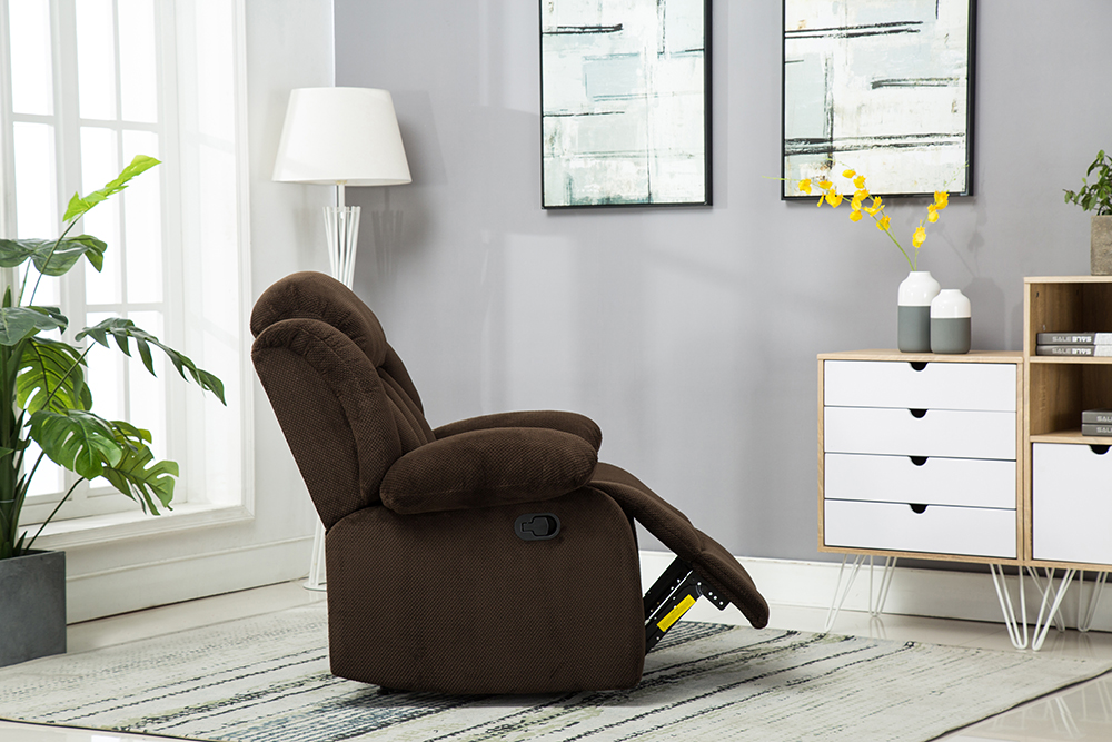 1- Seat Recliner with Headrest and Armrests for Home Theater, Office, Living Room - Brown