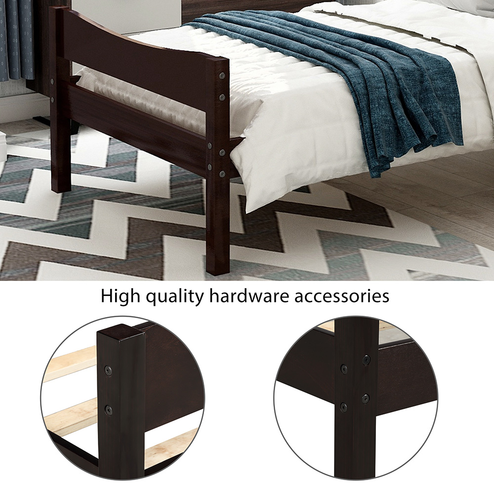 Twin Size Wooden Platform Bed Frame with Headboard, and Wooden Slats Support, No Spring Box Required (Frame Only) - Espresso