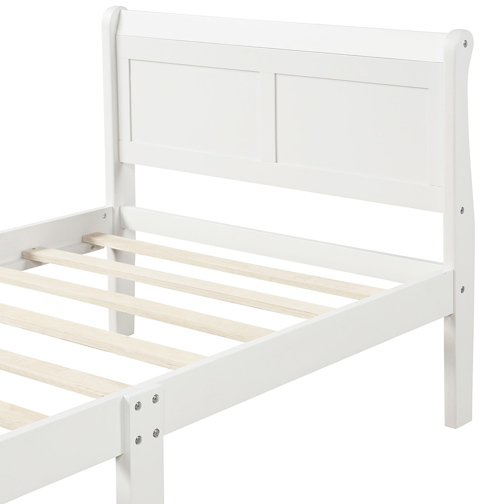 Twin-Size Wooden Platform Bed Frame with Headboard, Footboard, and Wooden Slats Support - White