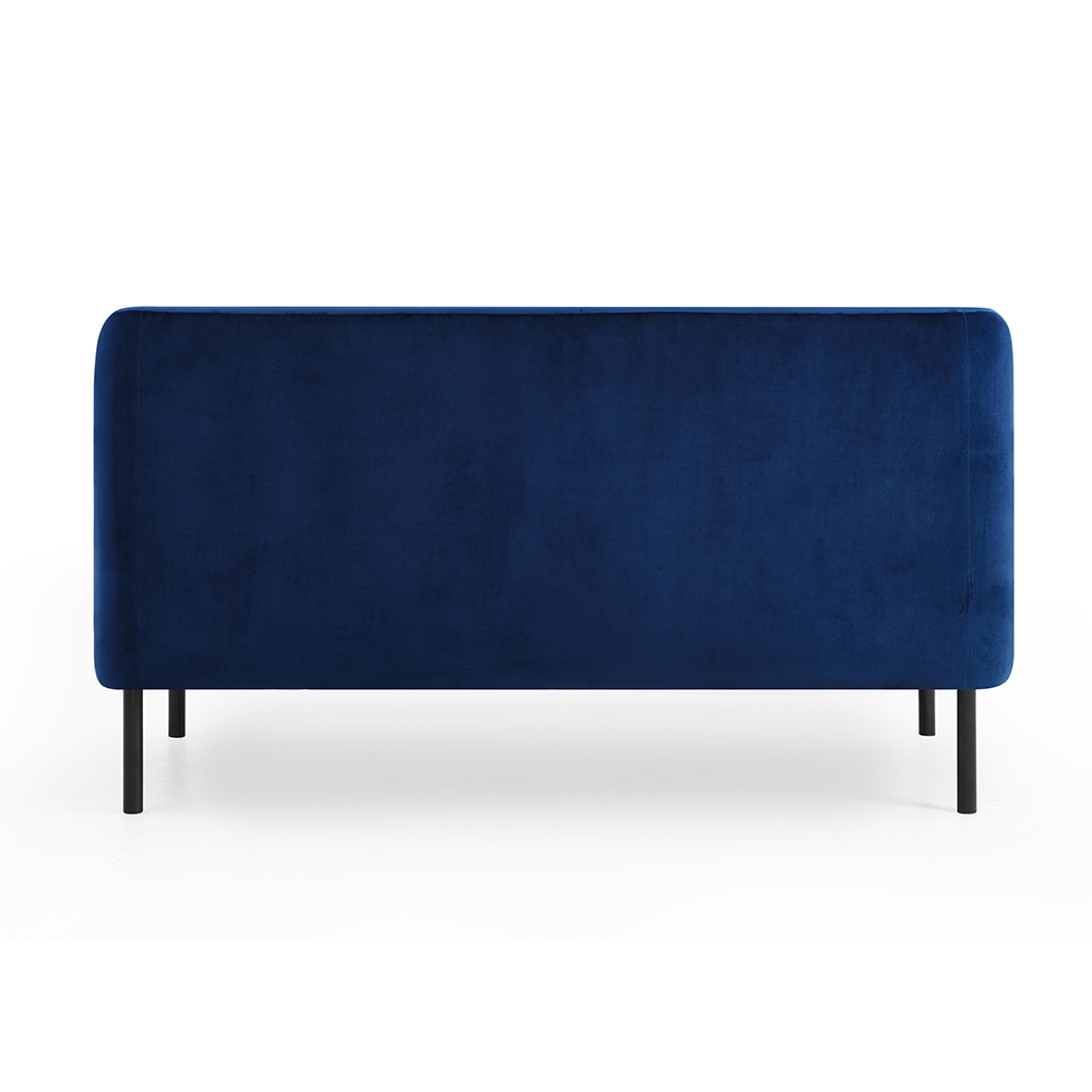 2-Seat Velvet Upholstered Sofa with High Iron Feet and Backrest for Office, Apartment, Bedroom, Living Room - Blue