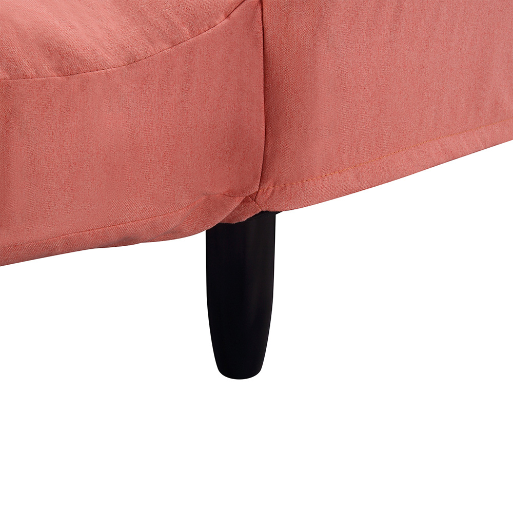 U-STYLE 2-Seat Twin Size Polyester Blended Tufted Sofa Bed with 2 Pillows and 2 Side Pockets, for Living Room, Bedroom, Office, Apartment - Orange