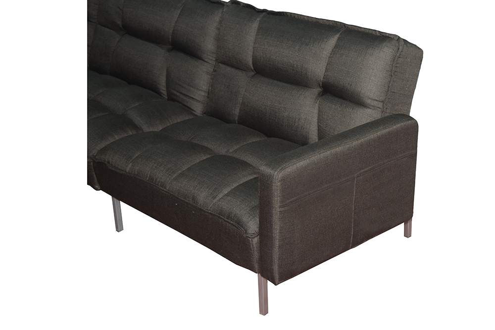 4-Seat Polyester Fabric Combination Sofa Bed with 2 Pillows and Reversible Ottoman for Living Room, Bedroom, Office, Apartment - Brown