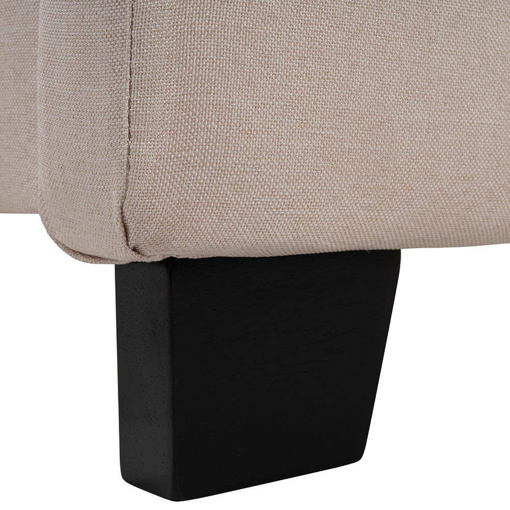 Twin-Size Polyester Linen Platform Bed Frame with Wooden Slats and Nailhead Detail - Beige