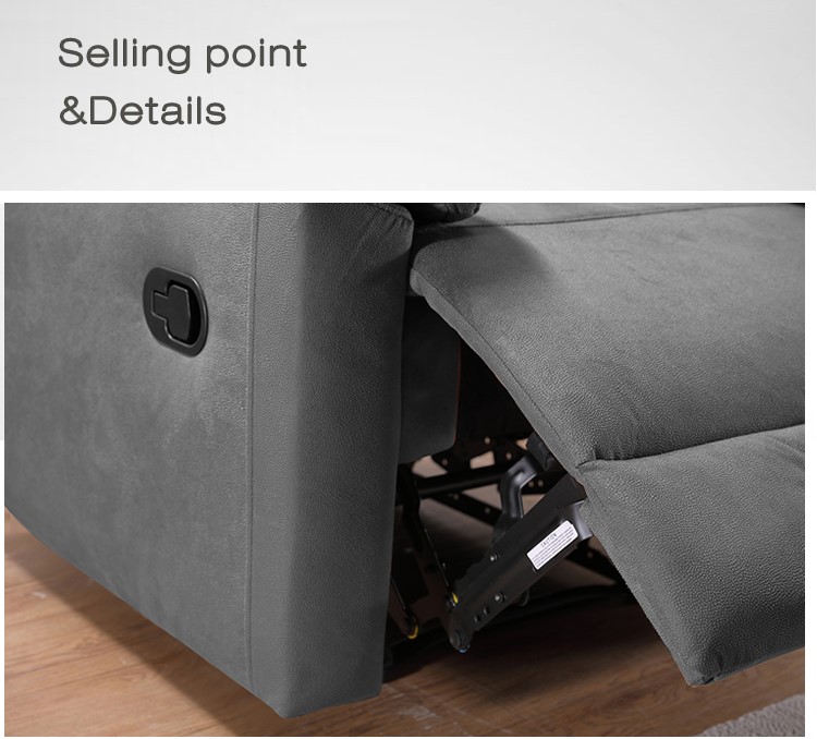 Polyester Recliner with Backrest and Armrest for Living Room, Bedroom, Home Theater, Office - Grey