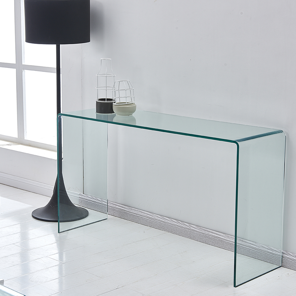 43.3" Tempered Glass Coffee Table for Living Room, Office, Apartment, Restaurant - Transparent