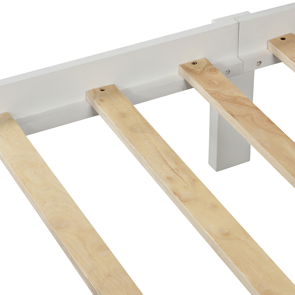 Full Size Wooden Platform Bed Frame with Headboard, Footboard, and Wooden Slats Support, No Spring Box Required (Frame Only) - White