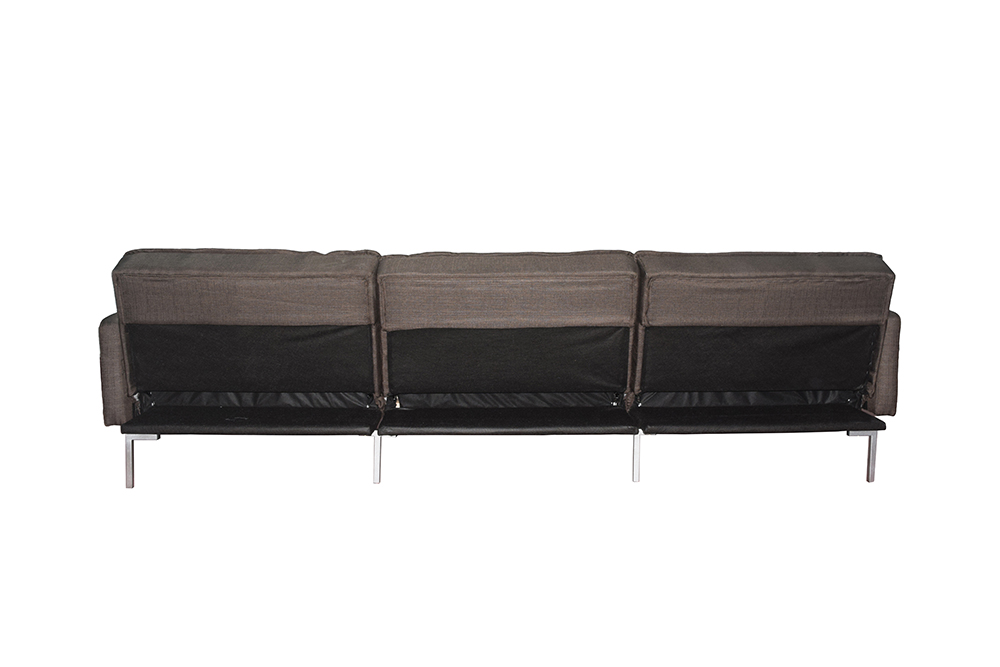 4-Seat Polyester Fabric Combination Sofa Bed with 2 Pillows and Reversible Ottoman for Living Room, Bedroom, Office, Apartment - Brown