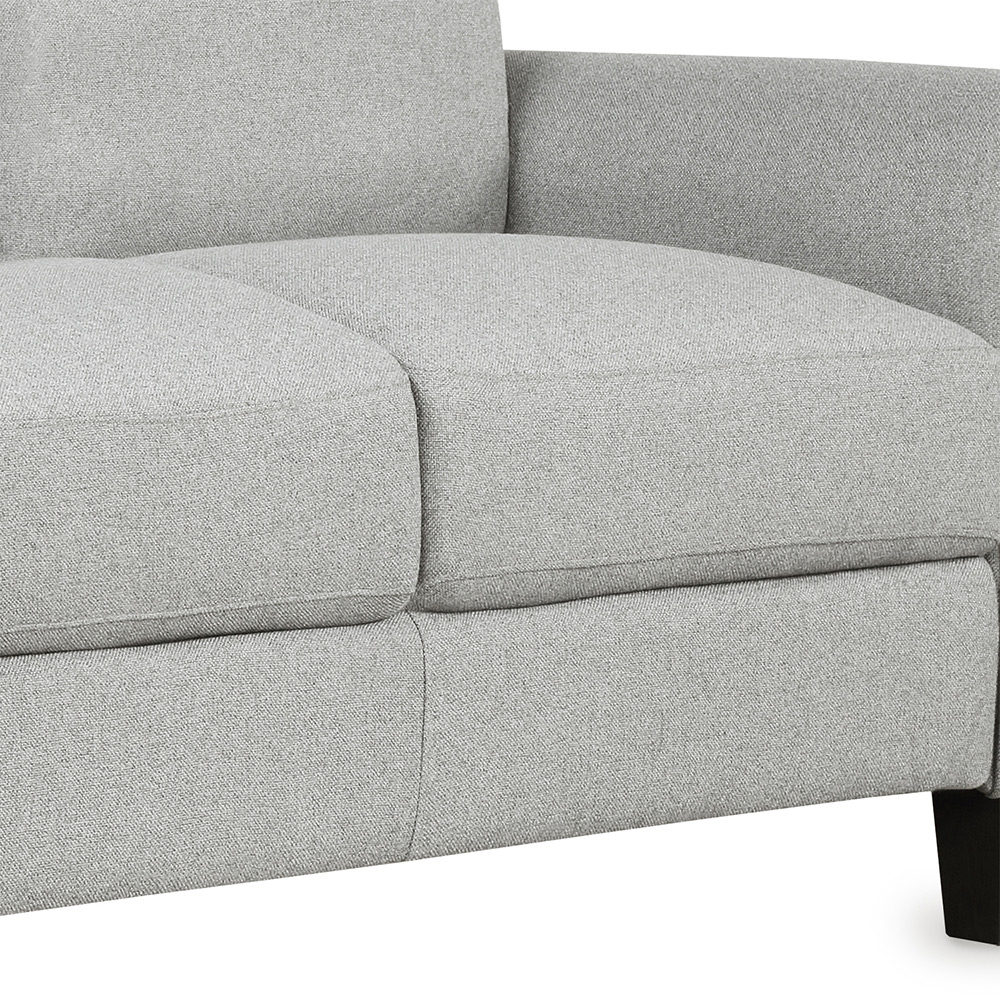 2-Seat Linen Fabric Sofa with Wooden Frame and Plastic Feet, for Living Room, Bedroom, Office, Apartment - Light Gray