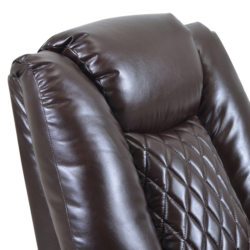Orisfur PU Leather Electric Recliner with USB Charge Port and Cup Holder for Home Theater, Office, Living Room - Brown