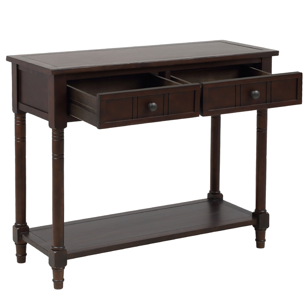 TREXM 35'' Console Table with 2 Storage Drawers, and Bottom Shelf, for Entrance, Hallway, Dining Room, Kitchen - Espresso