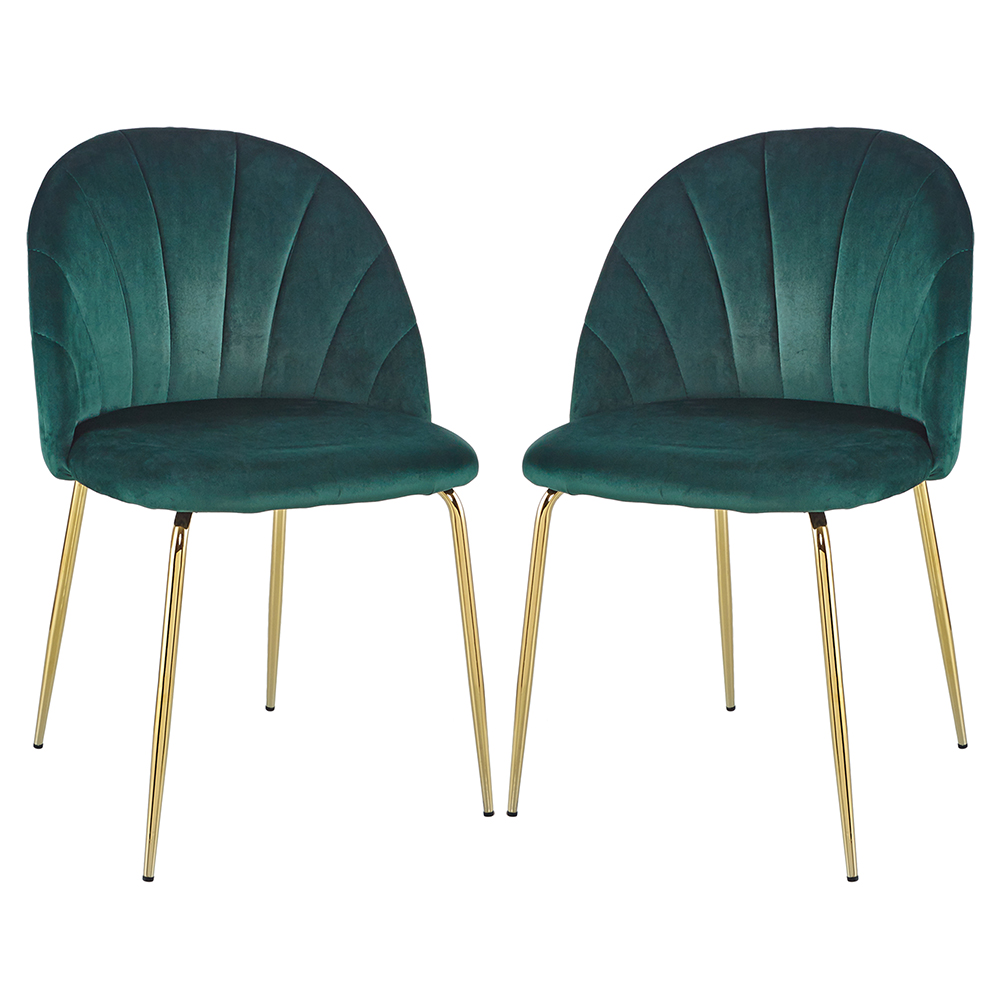 5 Pieces Dining Set, Includes 1 MDF Table and 4 Velvet Chairs, for Kitchen, Living Room, Cafe, Reception Room - Green