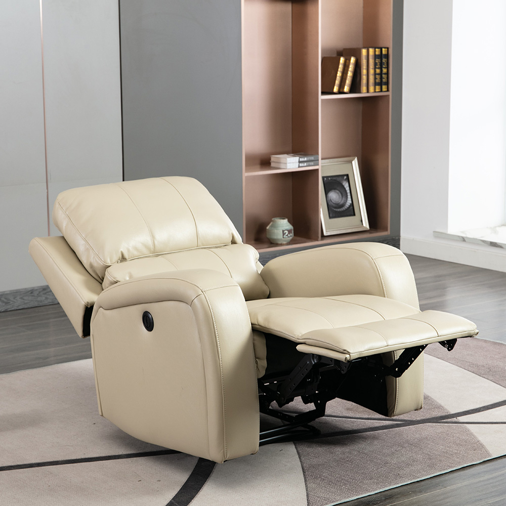 Art Life PU Leather Electric Recliner with USB Charge Port, for Living Room, Bedroom, Office, Apartment - White