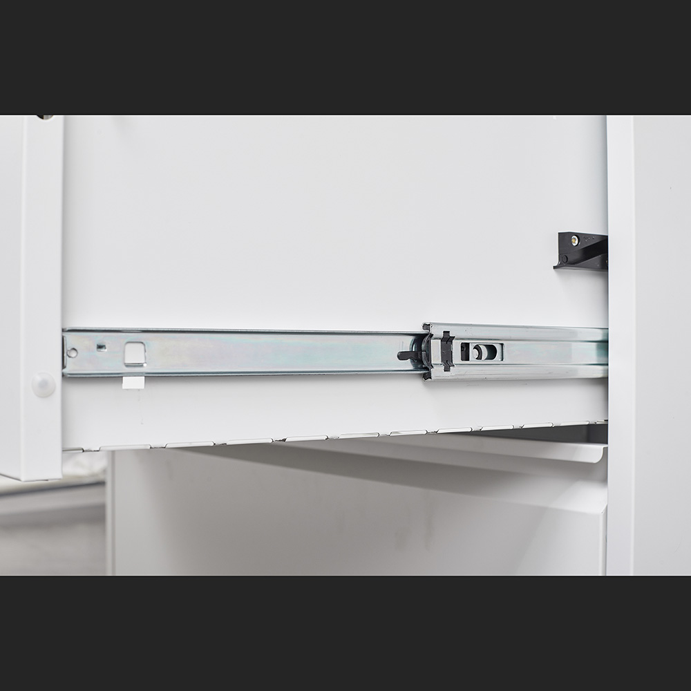 Home Office Lateral Metal Lockable File Cabinet with 2 Storage Drawers, for A4, Letter-Sized and Legal-Sized Hanging Documents - White