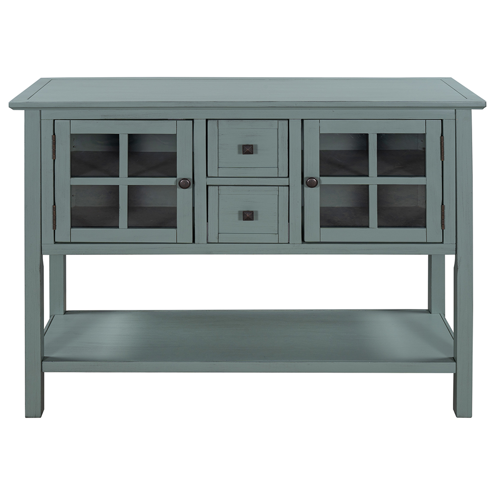 U_STYLE 45'' Modern Console Table with 2 Drawers, 2 Cabinets and 1 Shelf, for Entrance Hallway, Dining Room, Bedroom - Green