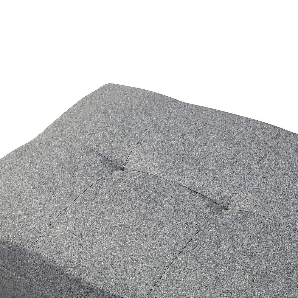 3-Seat Linen Fabric Upholstered Sofa Set, with Right Hand Chaise Lounge, Storage Ottoman, for Living Room, Bedroom, Office, Apartment - Grey