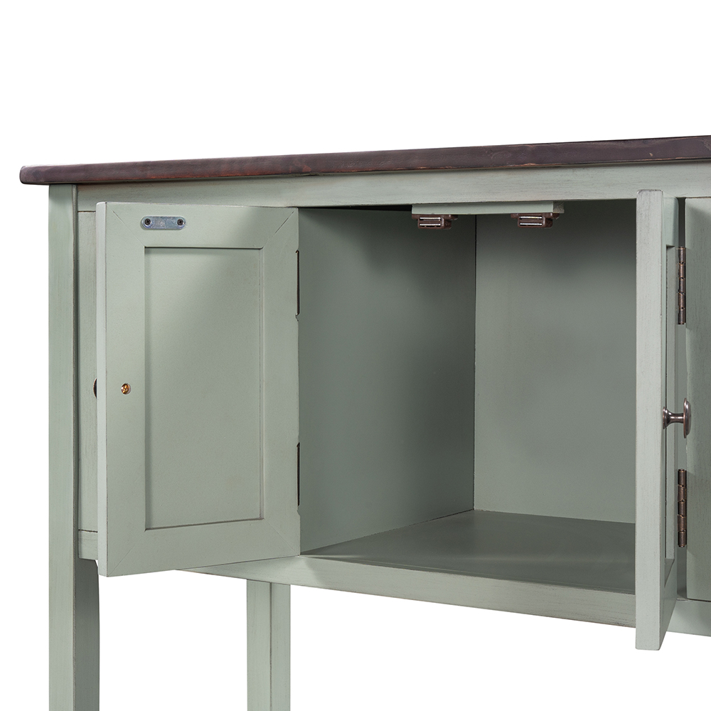U-STYLE 43'' Modern Console Table, with 4 Drawers, 1 Cabinet and 1 Shelf, for Entrance Hallway, Dining Room, Kitchen - Green