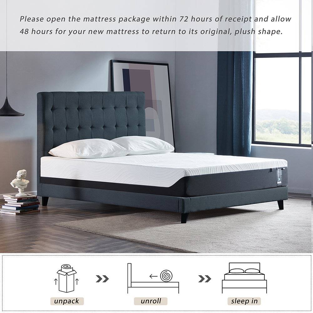 10 Inch Gel Memory Foam Mattress, Moisture-proof and Breathable, Relieve Pressure Points - Queen Size (Only Mattress)