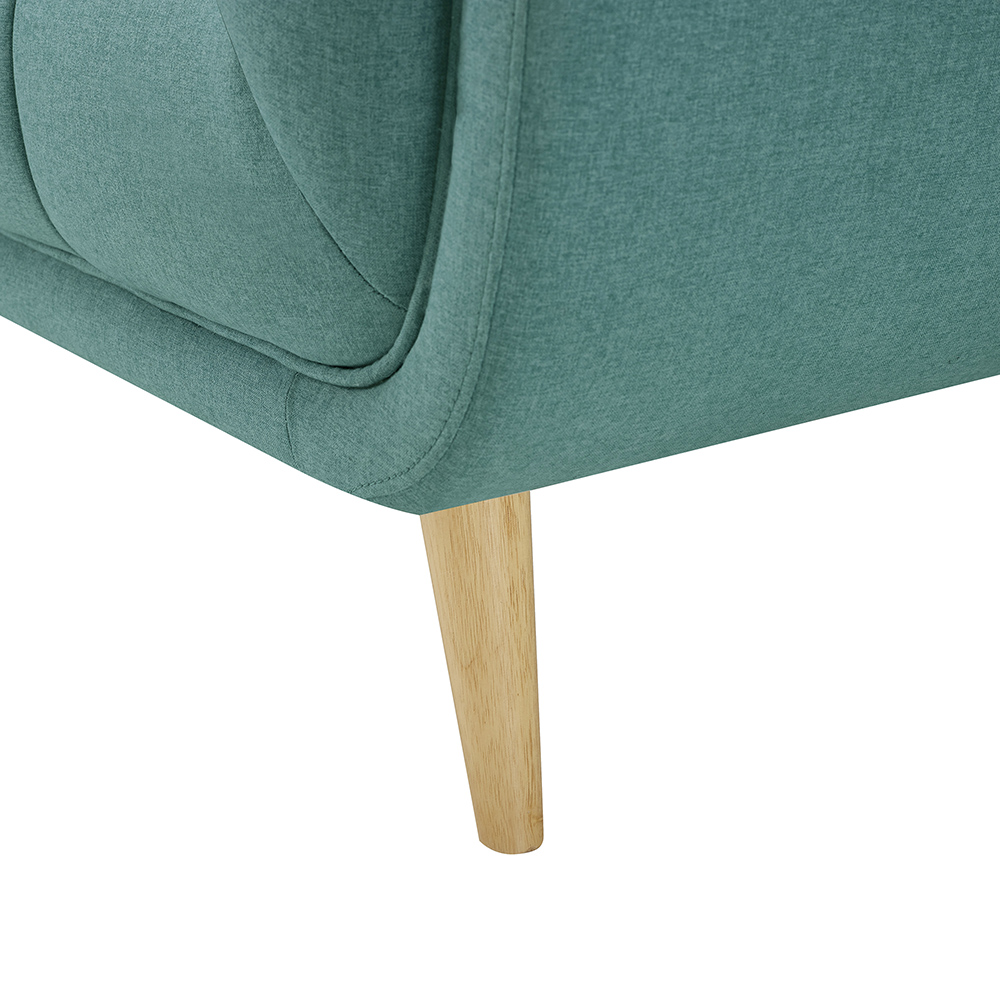 2-Seat Polyester Fabric Upholstered Sofa with Backrest and Oak Feet for Living Room, Bedroom, Office, Apartment - Mint Green