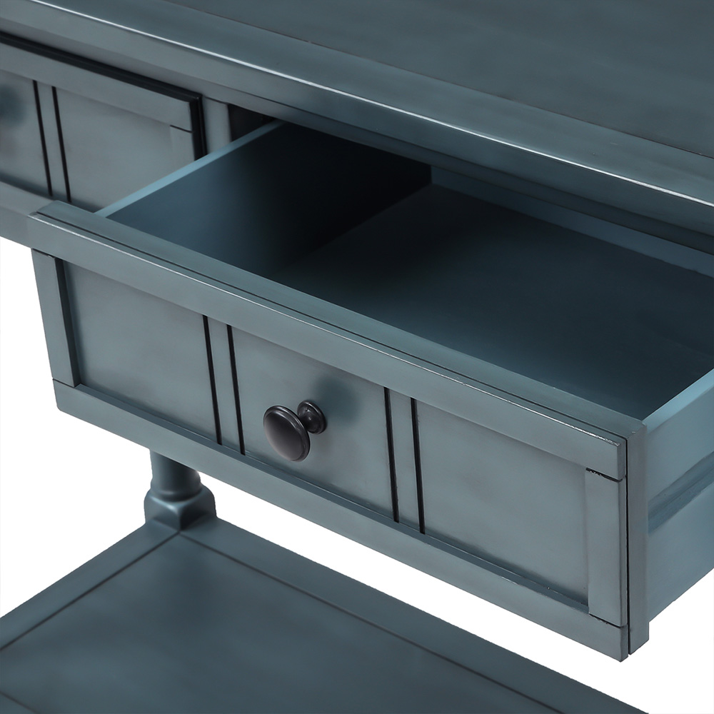 TREXM 35'' Console Table with 2 Storage Drawers, and Bottom Shelf, for Entrance, Hallway, Dining Room, Kitchen - Navy