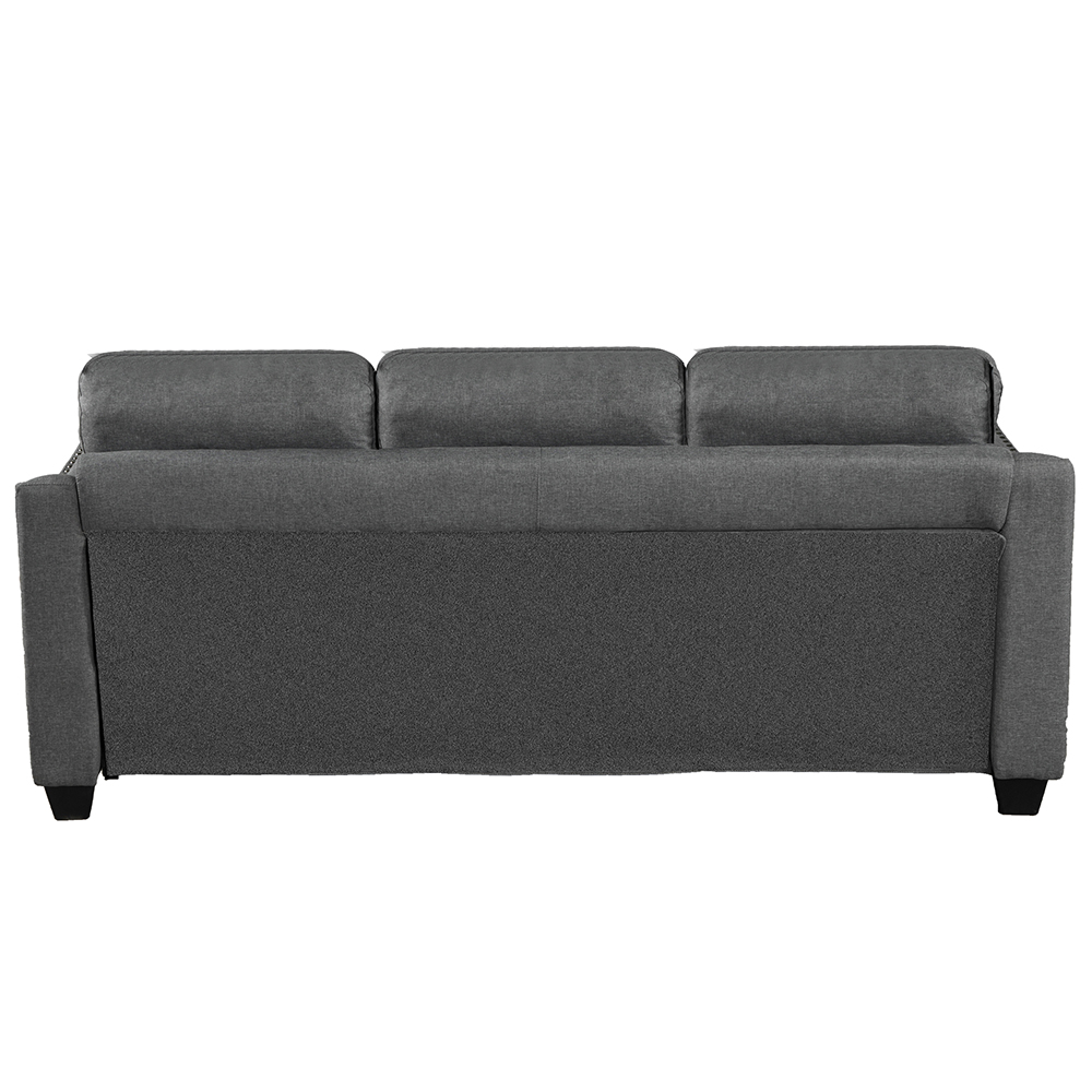 U-STYLE 3+2+1-Seat Linen Blend Fabric Tufted Sofa Set, with Solid Wood Frame and Plastic Feet, for Living Room, Bedroom, Office, Apartment - Grey