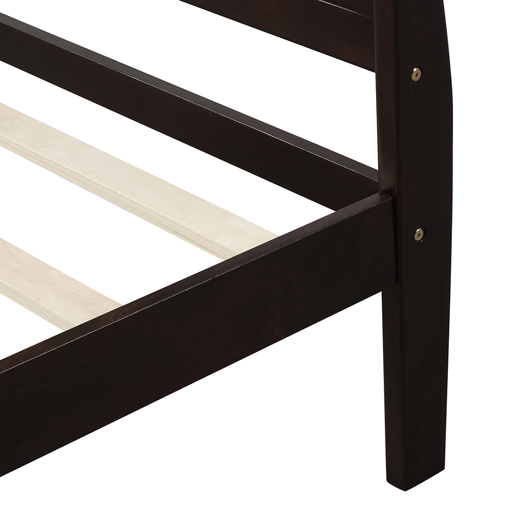 Twin-Size Wooden Platform Bed Frame with Headboard, Footboard, and Wooden Slats Support - Oak