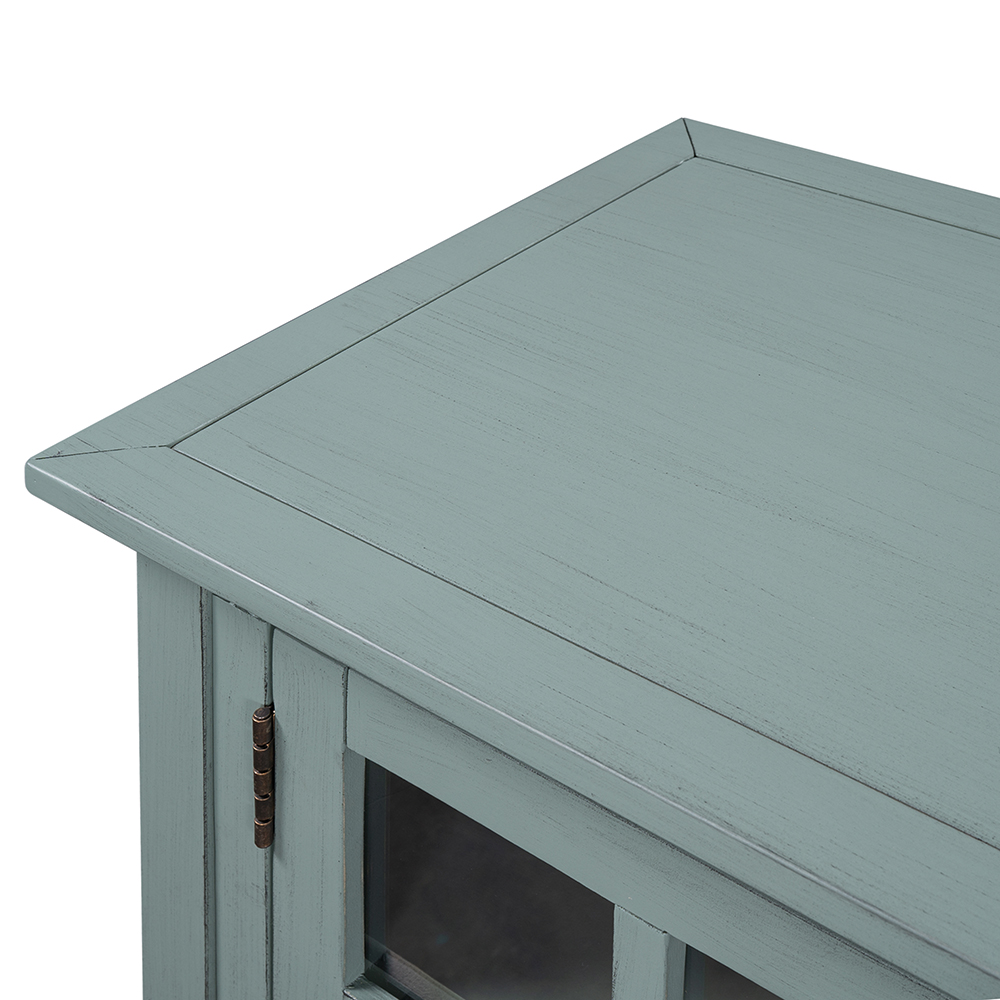U_STYLE 45'' Modern Console Table with 2 Drawers, 2 Cabinets and 1 Shelf, for Entrance Hallway, Dining Room, Bedroom - Green