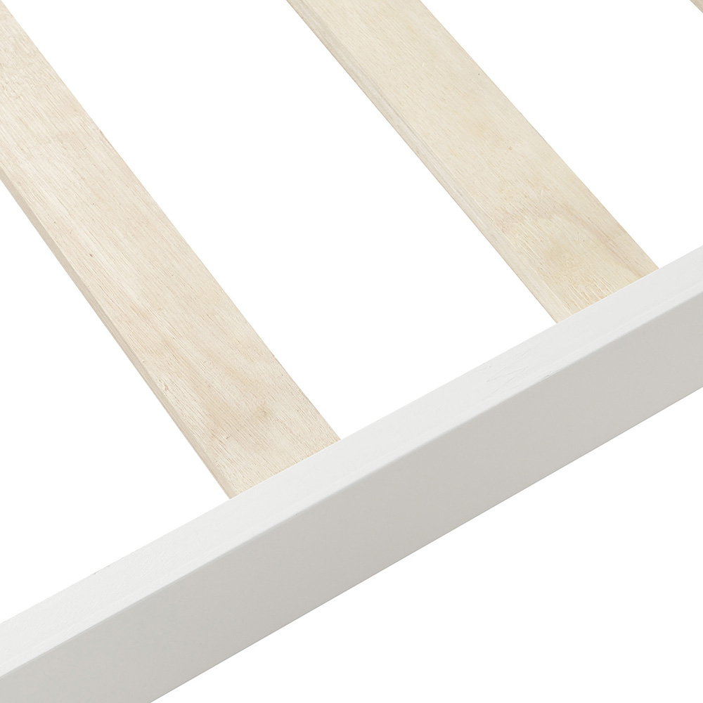 Twin-Size Wooden Platform Bed Frame with Headboard, Footboard, and Wooden Slats Support - White