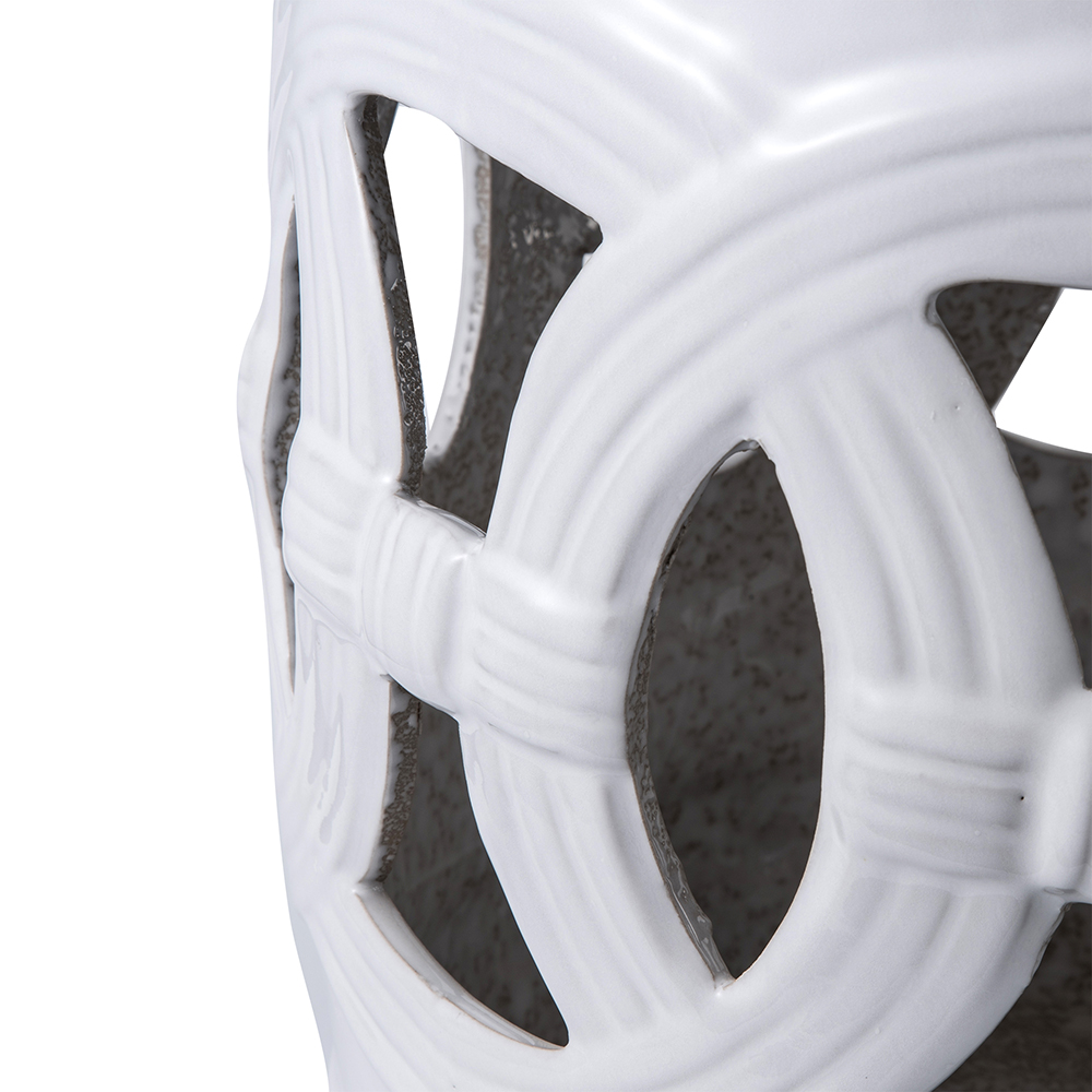 Outdoor Multifunctional Ceramic Stool for Garden, Terrace, Deck, Backyard - White