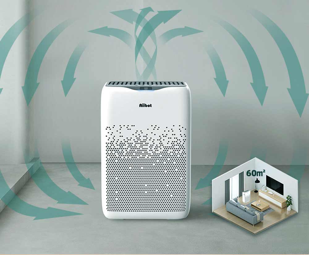 Aiibot EPI188 Dual Filter Air Purifier with HEPA Filter and Activated Carbon Filter 99.97% Filtration Efficiency for Inhalable Particles, Pollen, Dust, Bacteria, Mold, Formaldehyde - White