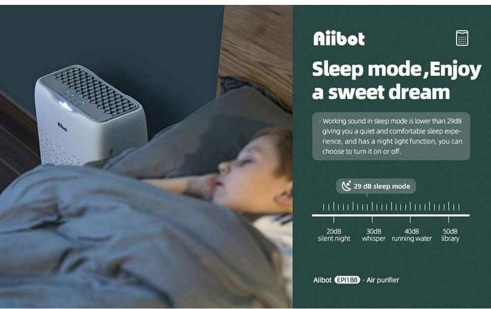 Aiibot EPI188 Dual Filter Air Purifier with HEPA Filter and Activated Carbon Filter 99.97% Filtration Efficiency for Inhalable Particles, Pollen, Dust, Bacteria, Mold, Formaldehyde - White