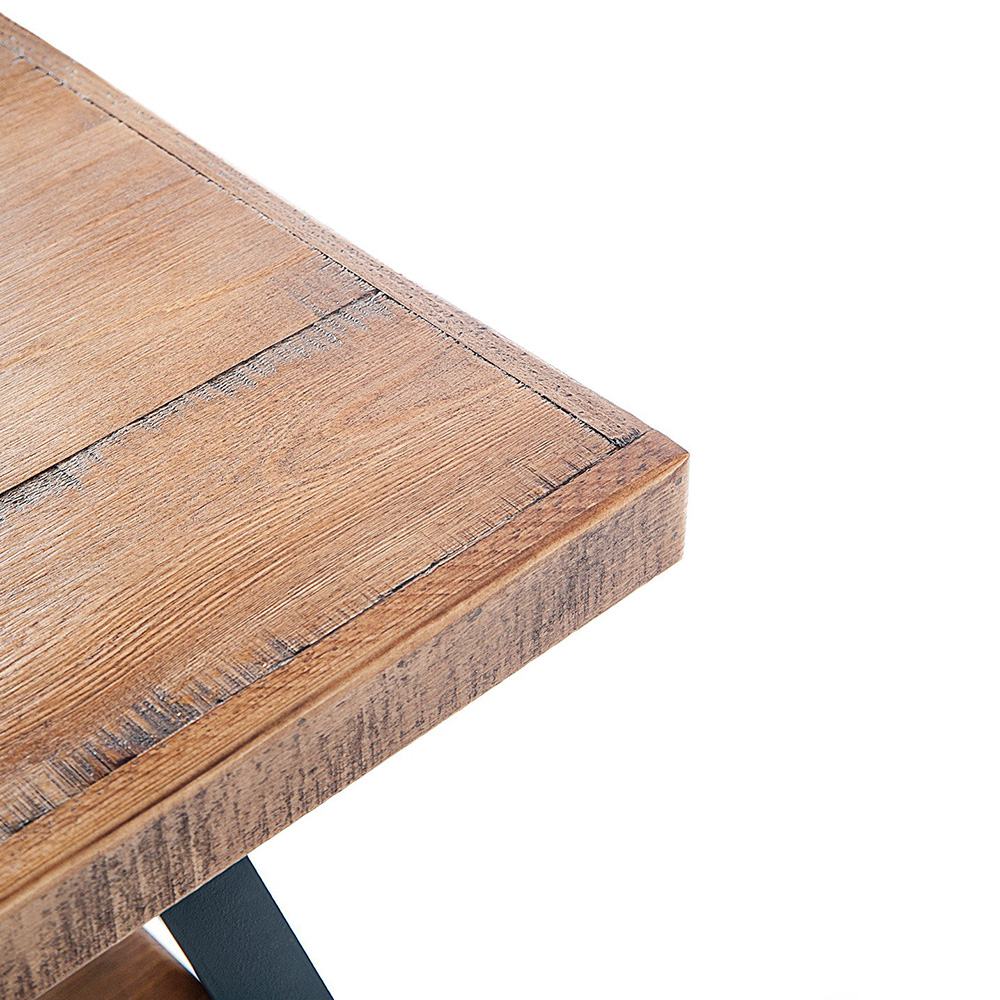 43.3" 2-Layer Wooden Coffee Table with Metal Legs, for Kitchen, Restaurant, Office, Living Room, Cafe - Brown