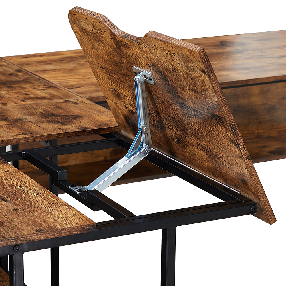 Home Office 67" L-Shaped Computer Desk with Tiltable Tabletop and Bottom Bookshelf - Tiger