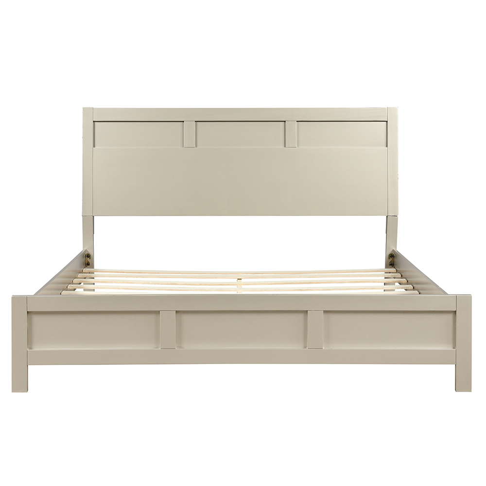 King Size Wooden Platform Bed Frame with Headboard, and Wooden Slats Support, No Spring Box Required - Silver
