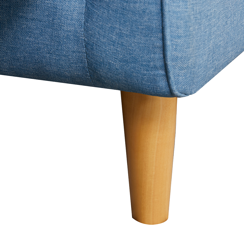 Polyester Fabric L-shaped Corner Sofa with 2 Pillows and Ottoman for Living Room, Bedroom, Office, Apartment - Blue