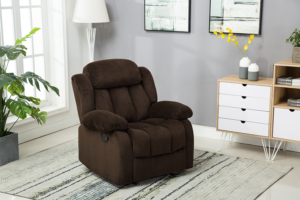 1- Seat Recliner with Headrest and Armrests for Home Theater, Office, Living Room - Brown