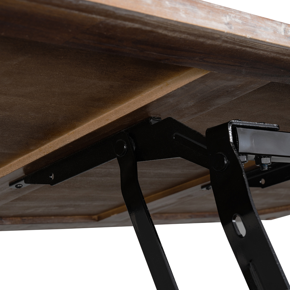 U-Style Rectangle Lift Top Coffee Table with Inner Storage Space and Shelf, for Kitchen, Restaurant, Office, Living Room, Cafe - Brown