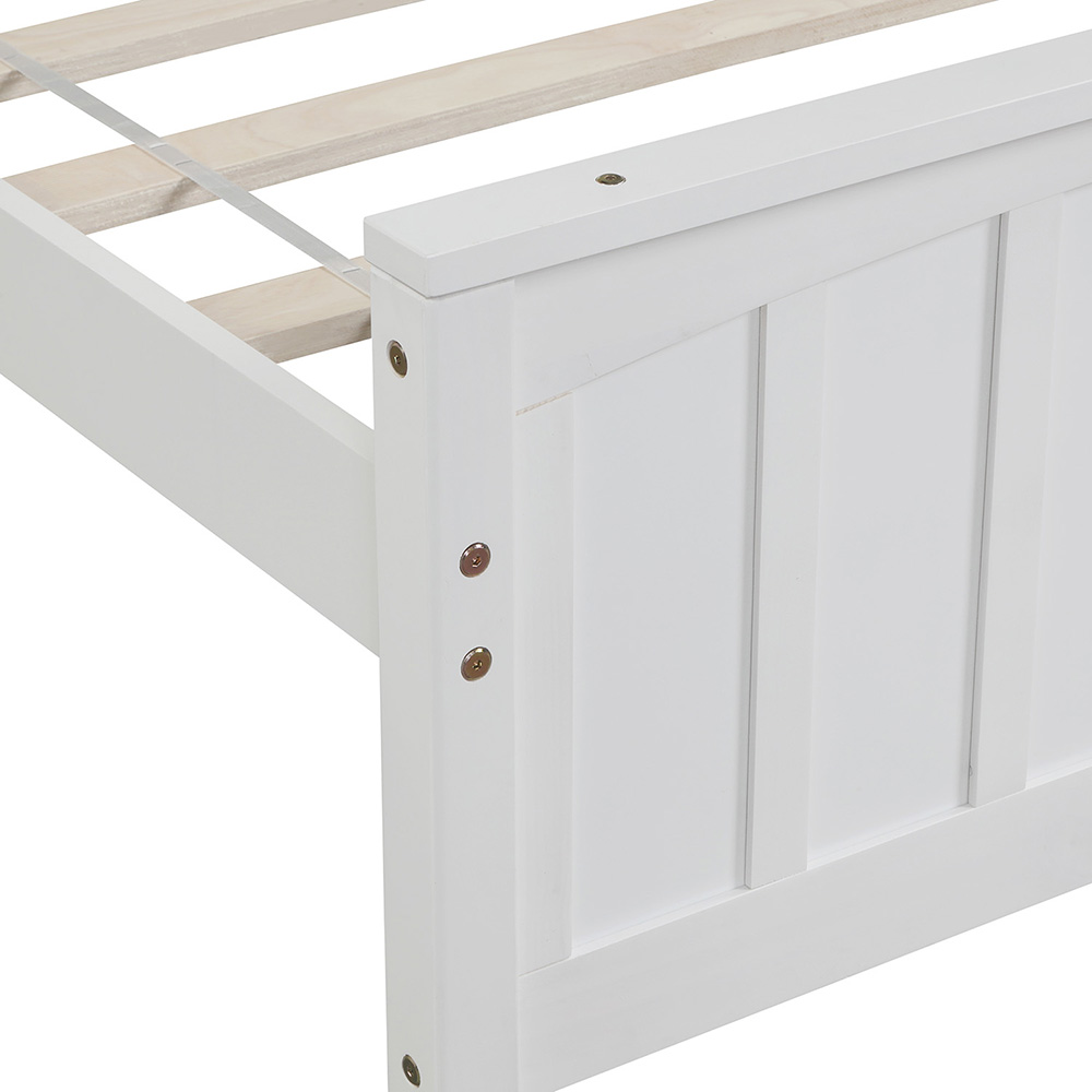 Twin Size Wooden Platform Bed Frame with Headboard, Footboard, and Wooden Slats Support, No Spring Box Required - White