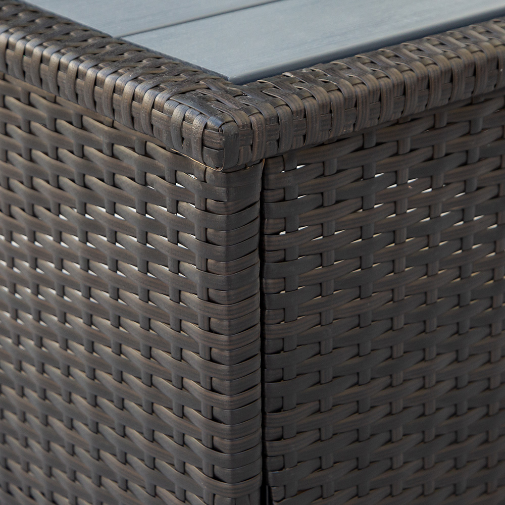 U-STYLE 6-Seat Rattan Wicker Sofa Set, with Coffee Table, Cushions and 2 Accent Pillows, for Outdoor, Courtyard, Terrace, Poolside - Beige
