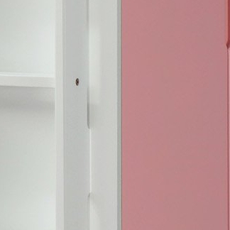 ACME Twin Size Wooden Loft Bed Frame with Desk and Storage Cabinet, Space-saving Design, No Need for Spring Box - White + Pink